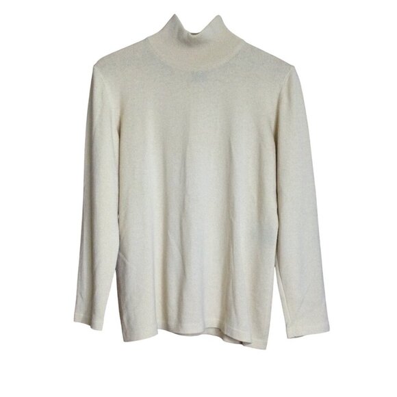 NWT Vintage Escada Womens Beige Turtleneck Sweater Size 44 Cashmere Wool Blend L - Picture 1 of 10